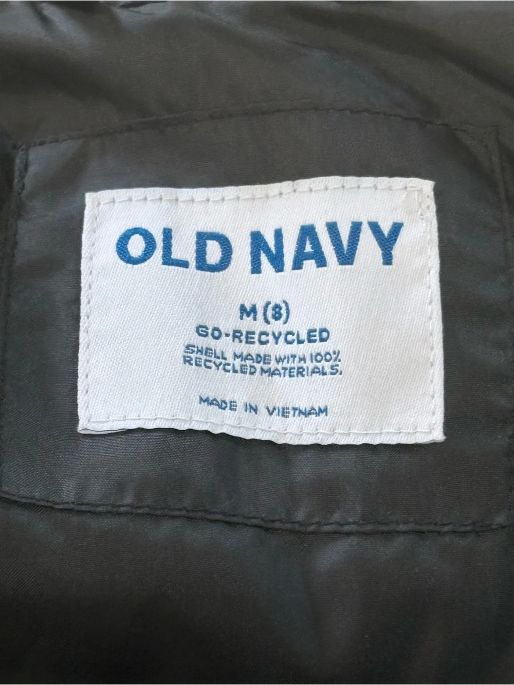 Boys Old Navy Black Puffer Vest with White Label